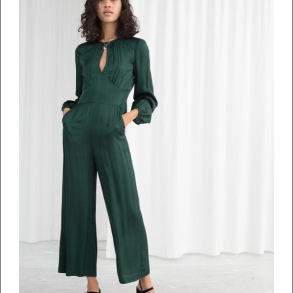 satin jumpsuit with sleeves